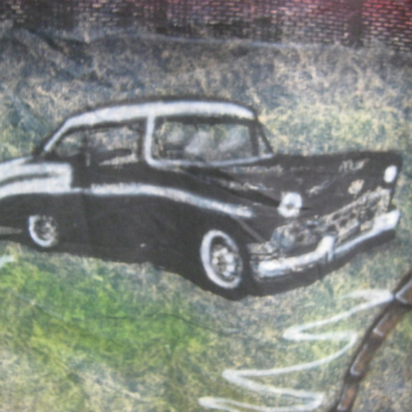 Vintage 80s AIRBRUSH Acid Wash Denim Jean Jacket - Picture 4 of 7